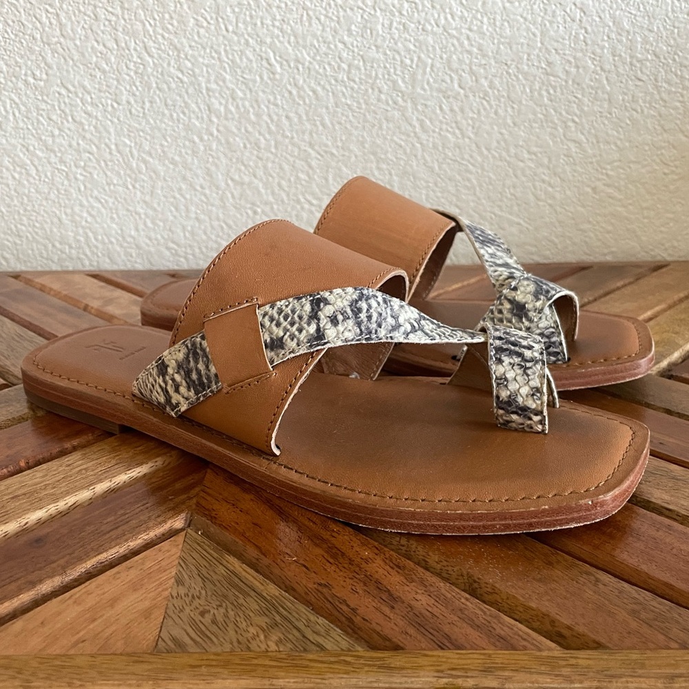 Frye Felix Band Slide Leather Camel Multi Color S… - image 2